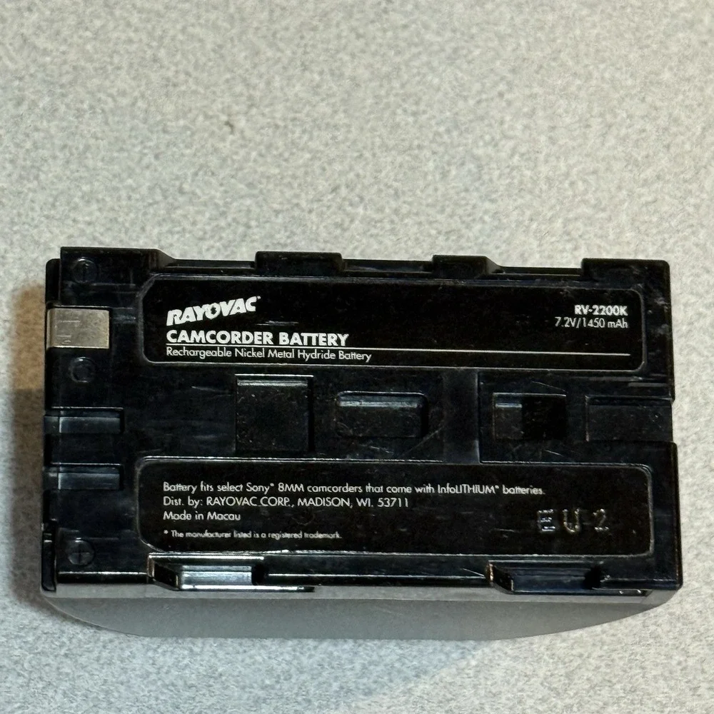 Rayovac RV-2200K Rechargeable Nickel Metal Hydride Camcorder Battery Used‎